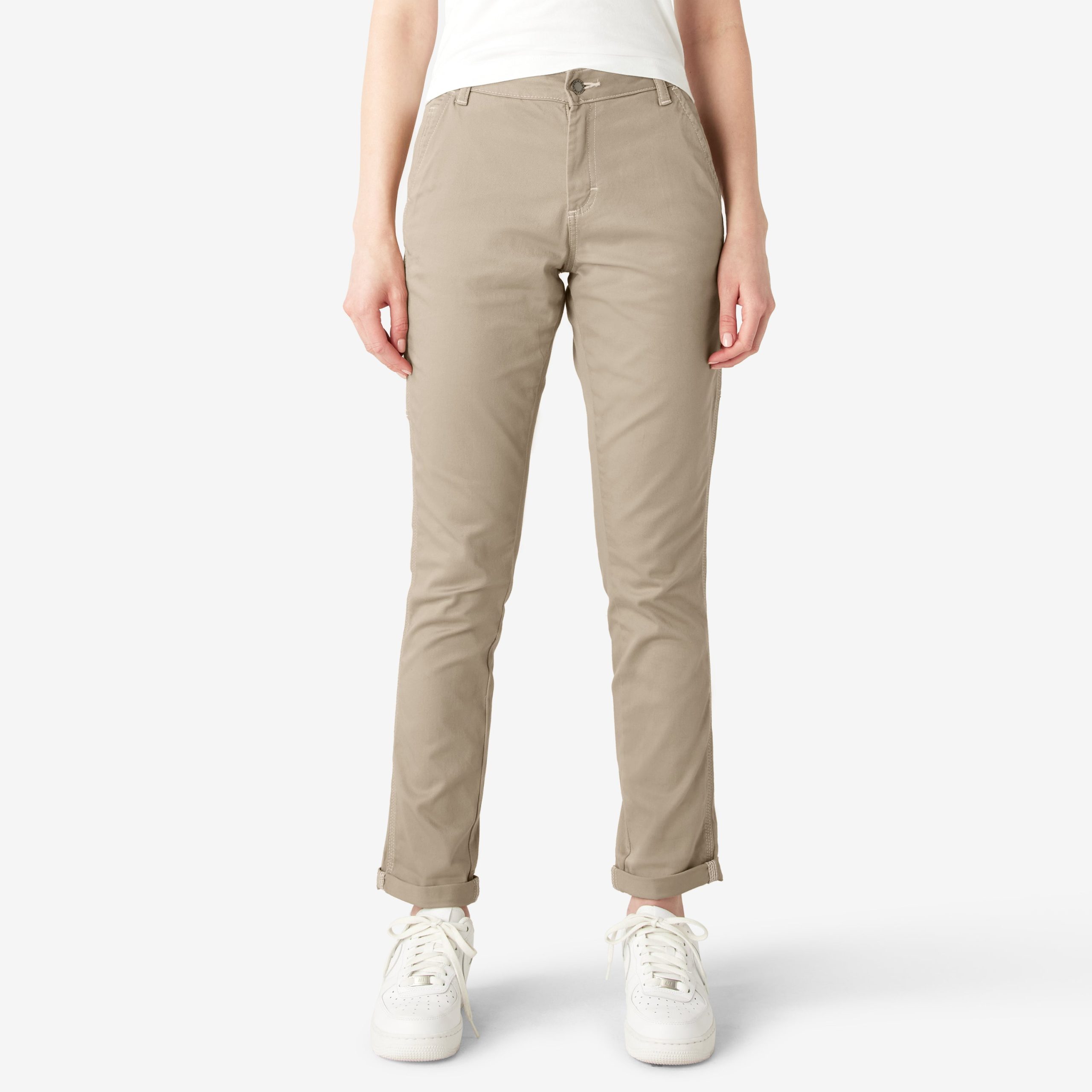 Women's Slim Straight Fit Roll Hem Carpenter Pants